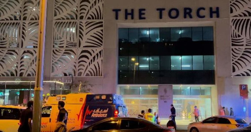 Una imagen de X del edificio The Torch en Dubai Marina.