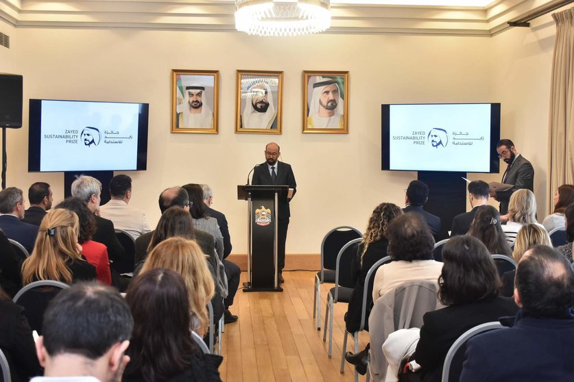 Un momento de la presentación del Premio Zayed de Sostenibilidad en la Embajada de EAU en Buenos Aires. (WAM)