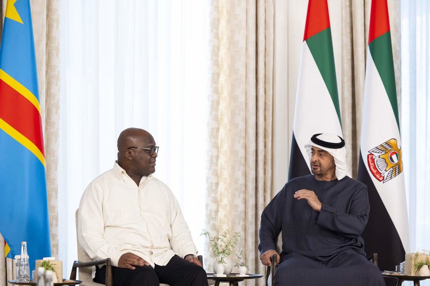 Los presidentes de EAU y del Congo durante el encuentro en Abu Dhabi. (WAM)